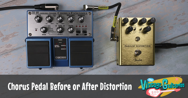 chorus and distortion pedals connected