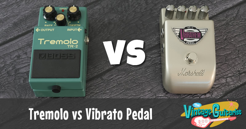 a tremolo and vibrato pedal side by side